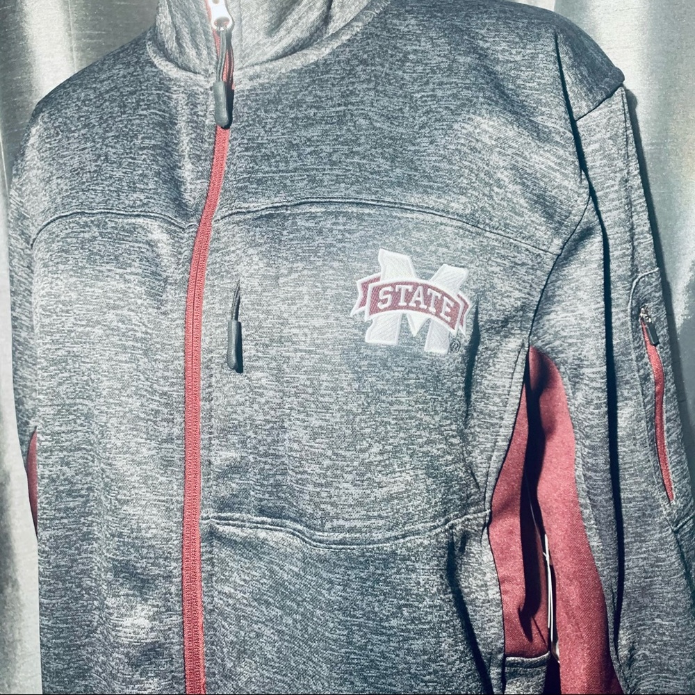Heather Grey/Maroon/Black MSU Bulldogs Zip Jacket
